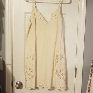 Linen dress eyelet dress cream